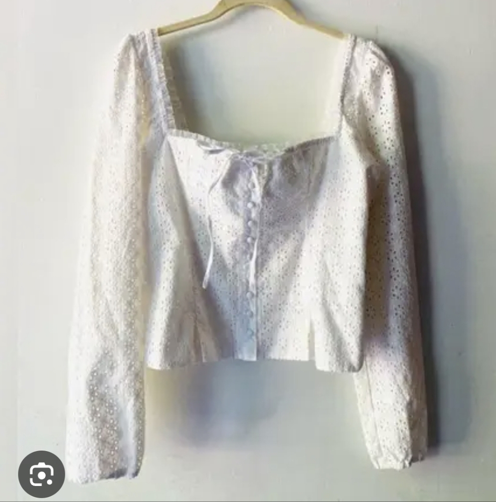 JOIE White Eyelet Corset Long Sleeve Blouse Sz.M NWT